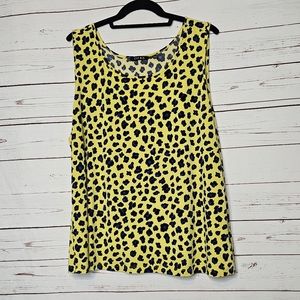 IMAN Yellow and Blue Leopard Print Tank Tunic